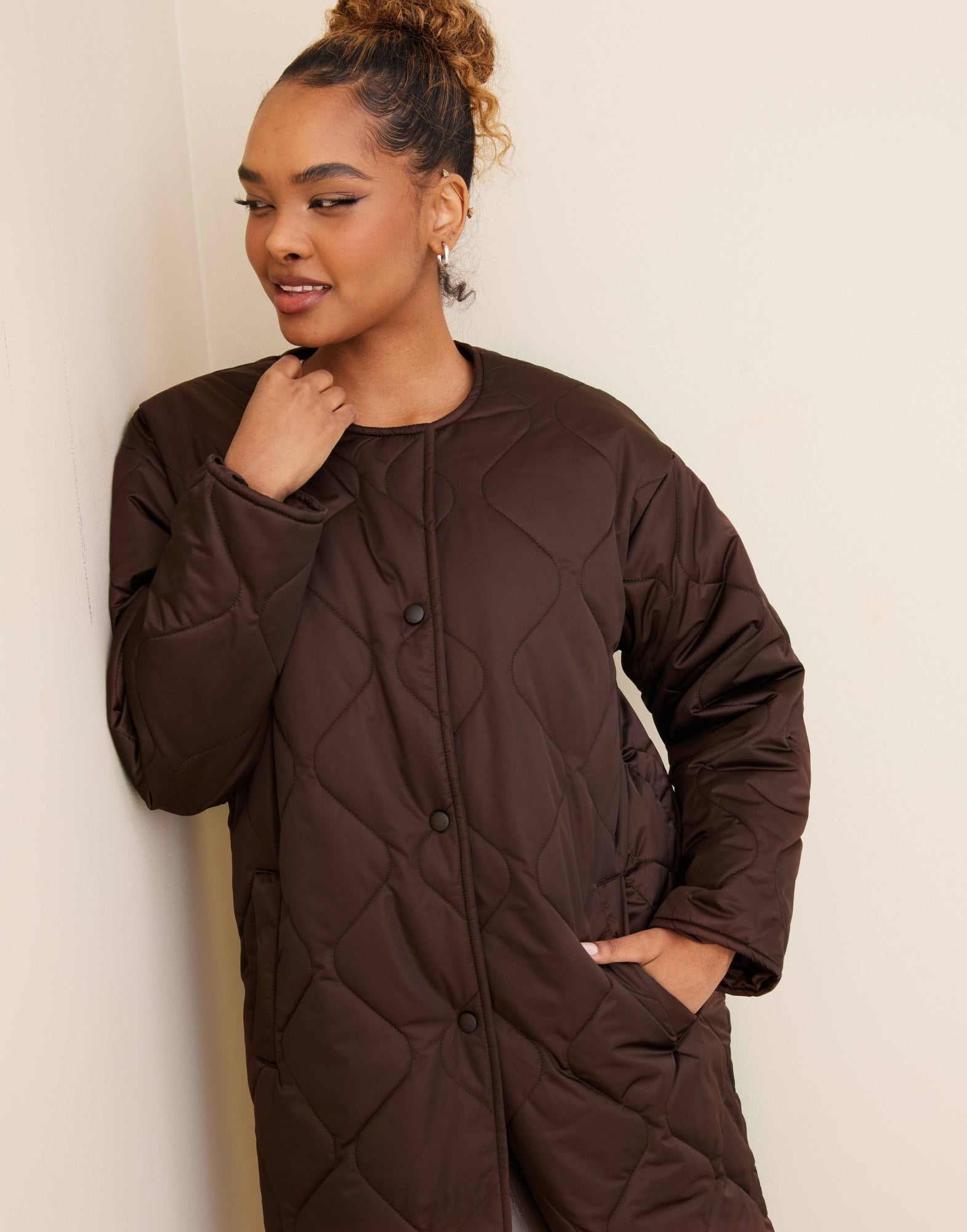 GRANDAD COLLAR OVERSIZED MIDI PUFFER