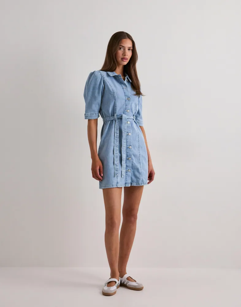 only denim dress ONLVIBBE SS BELT DNM AKM denim bodycon dress Marlowe – Belted Polka Length:20