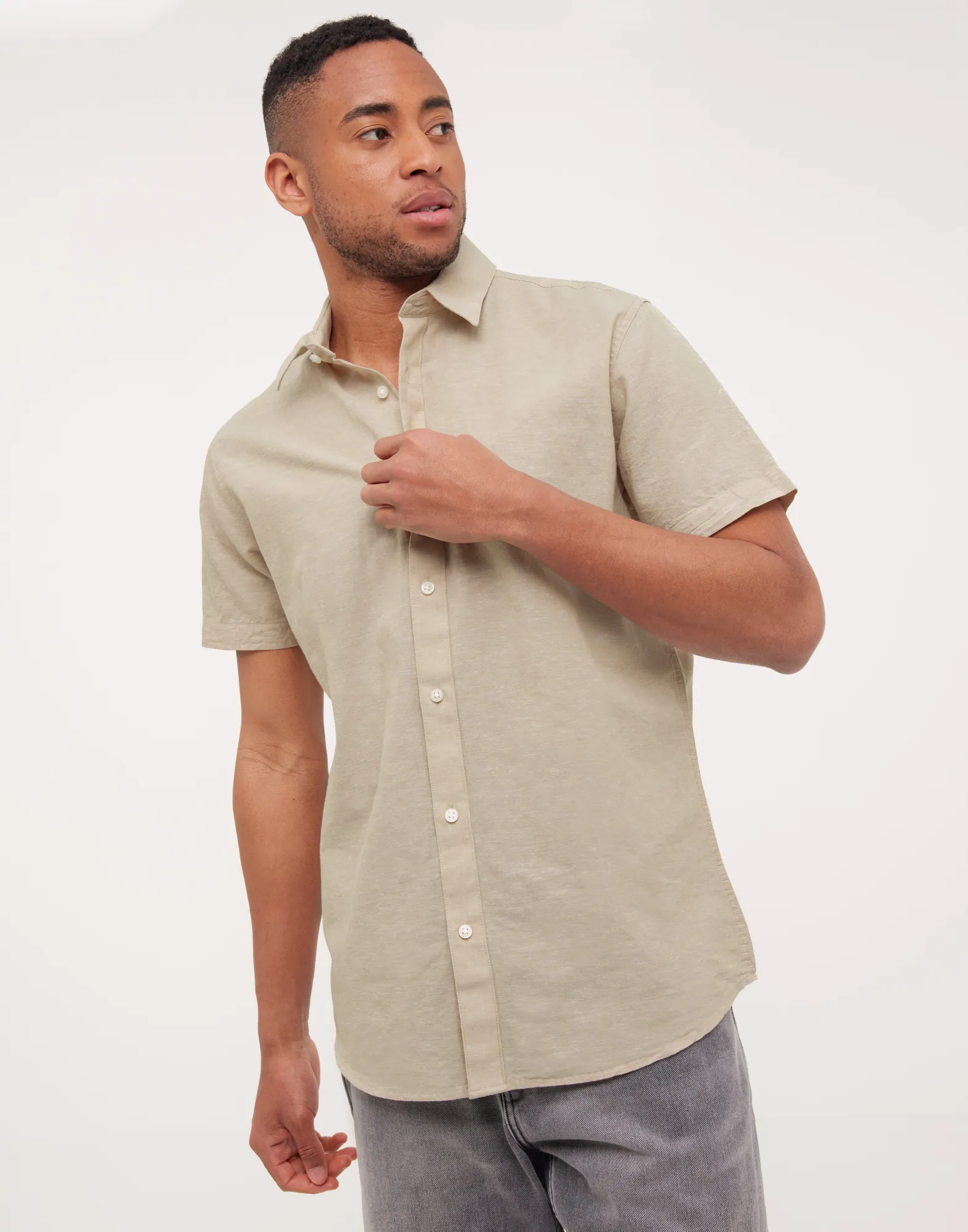 SLHREGNEW-LINEN SHIRT SS CLASSIC