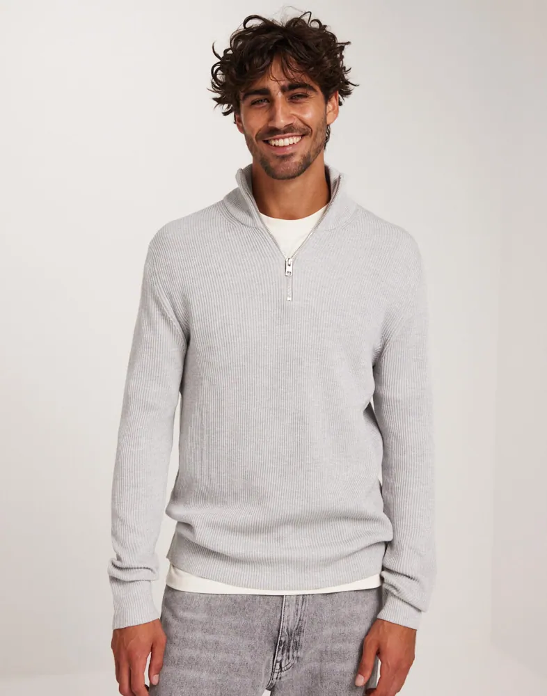 JACK & JONES Jjeperfect gebreide gebreide gebreide trui met halve rits, sky captain, XL