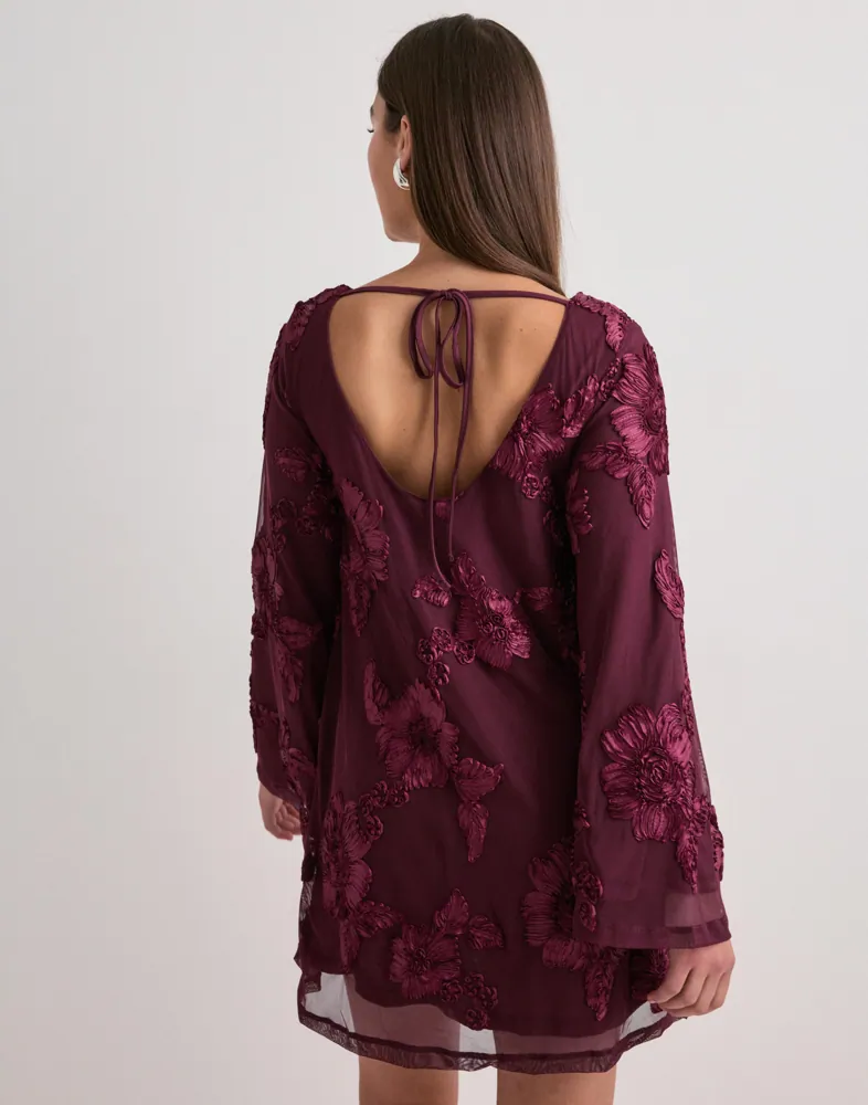 Buy Gina Tricot Wide flowy mini dress - Burgundy | Nelly.com