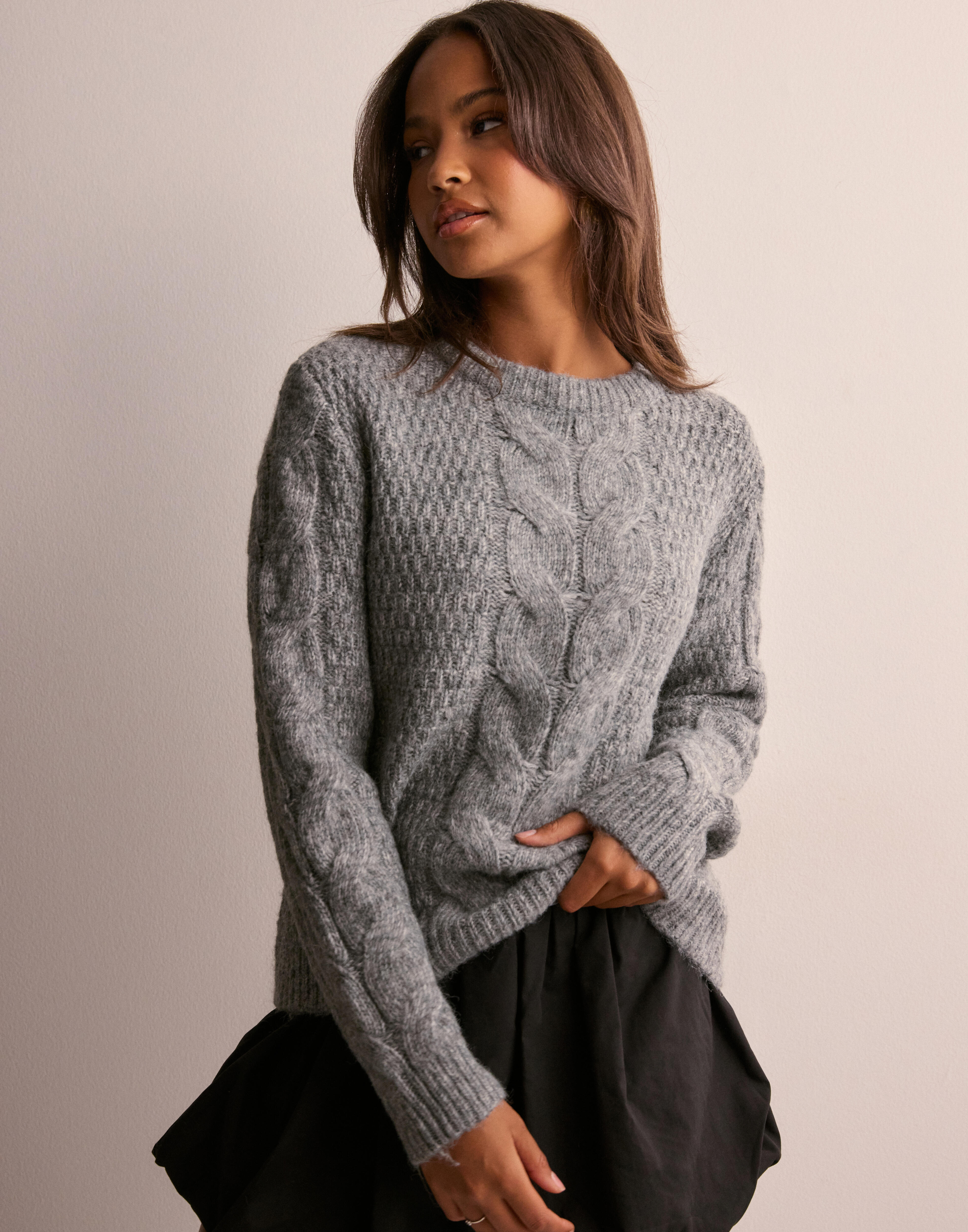 PIECES PCELLEN LS O-NECK KNIT DRESS NOOS BC Dames Jurk - Maat XL