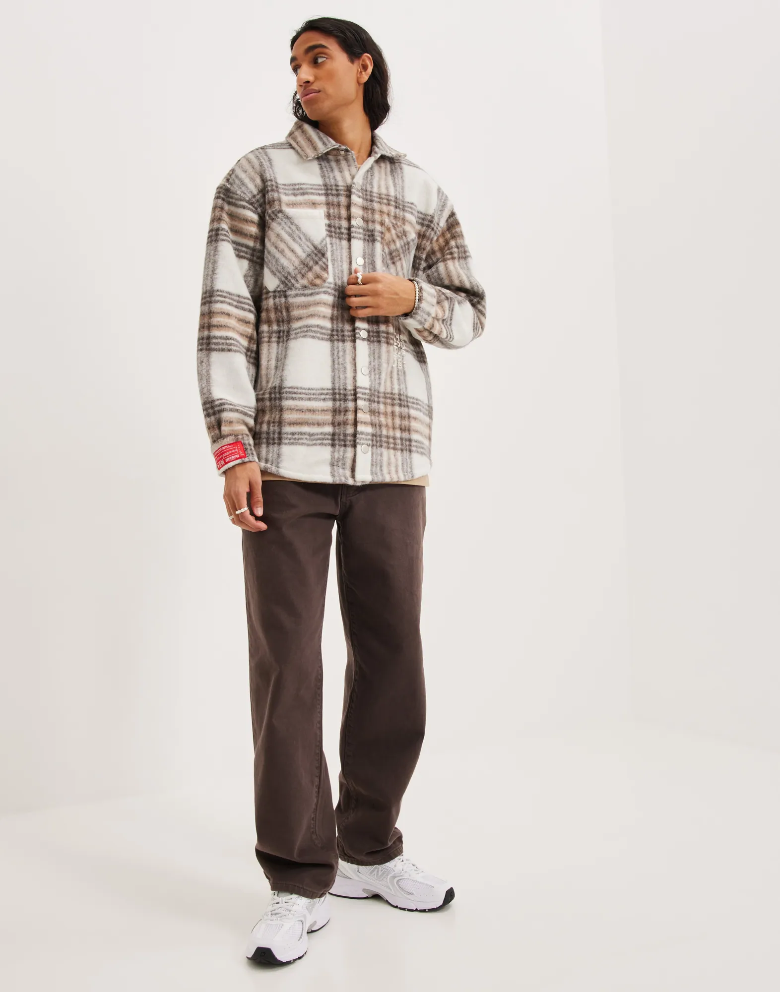 BRUSHED CHECK SHACKET-BEIGE