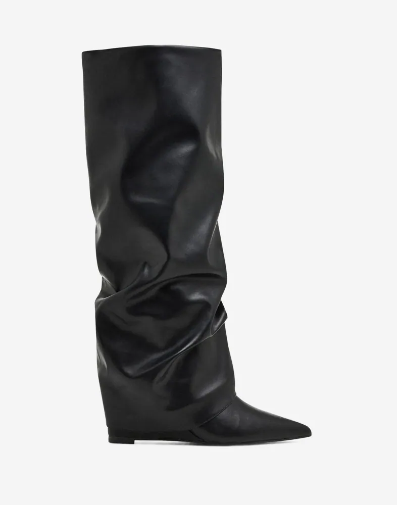 Folded Shaft Noir Boot