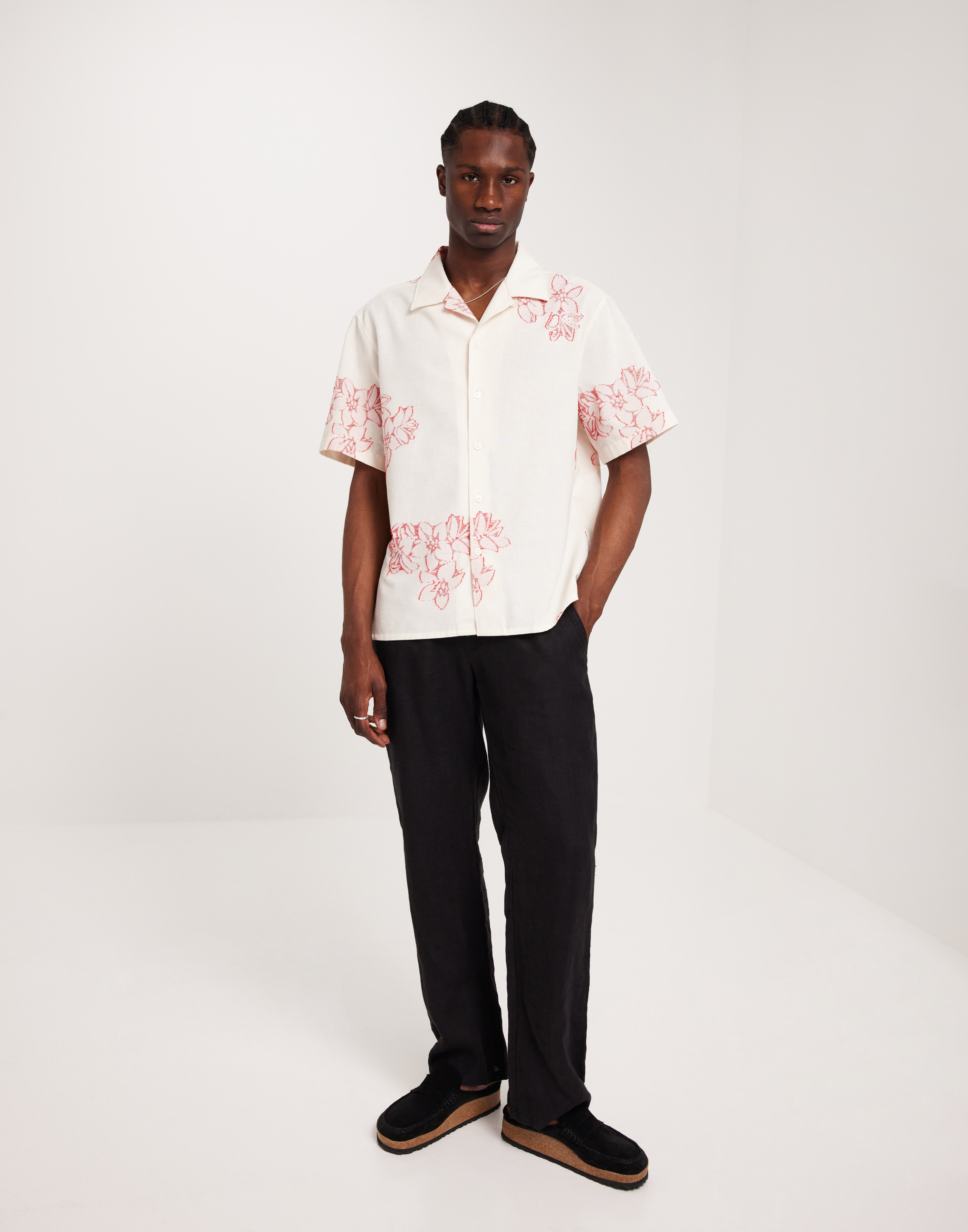 Buy J Lindeberg Donso Fil Coupe Floral Shirt - *NY*Cloud White