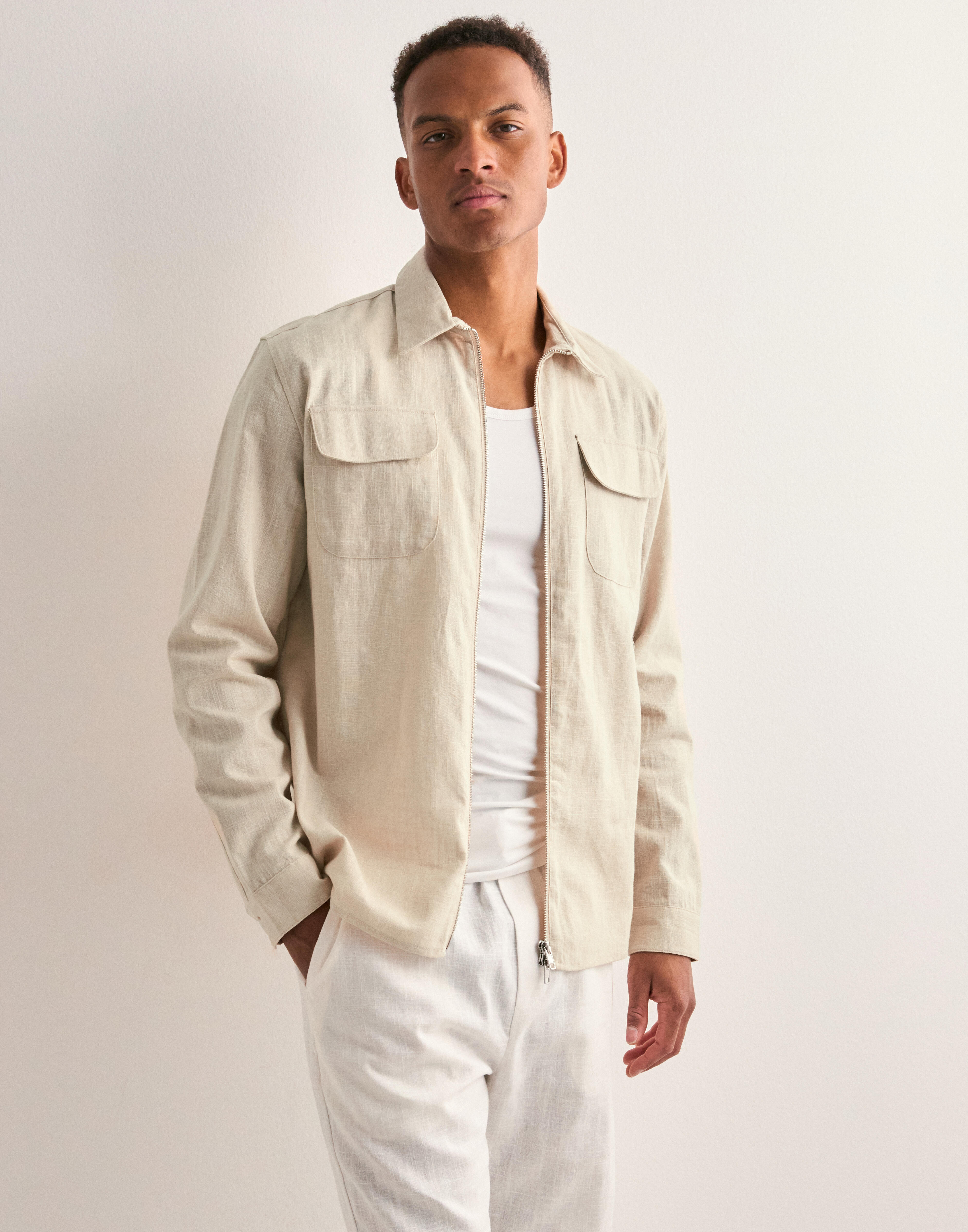 Buy Ciszere Quincy linen overshirt - Beige | NLYMAN