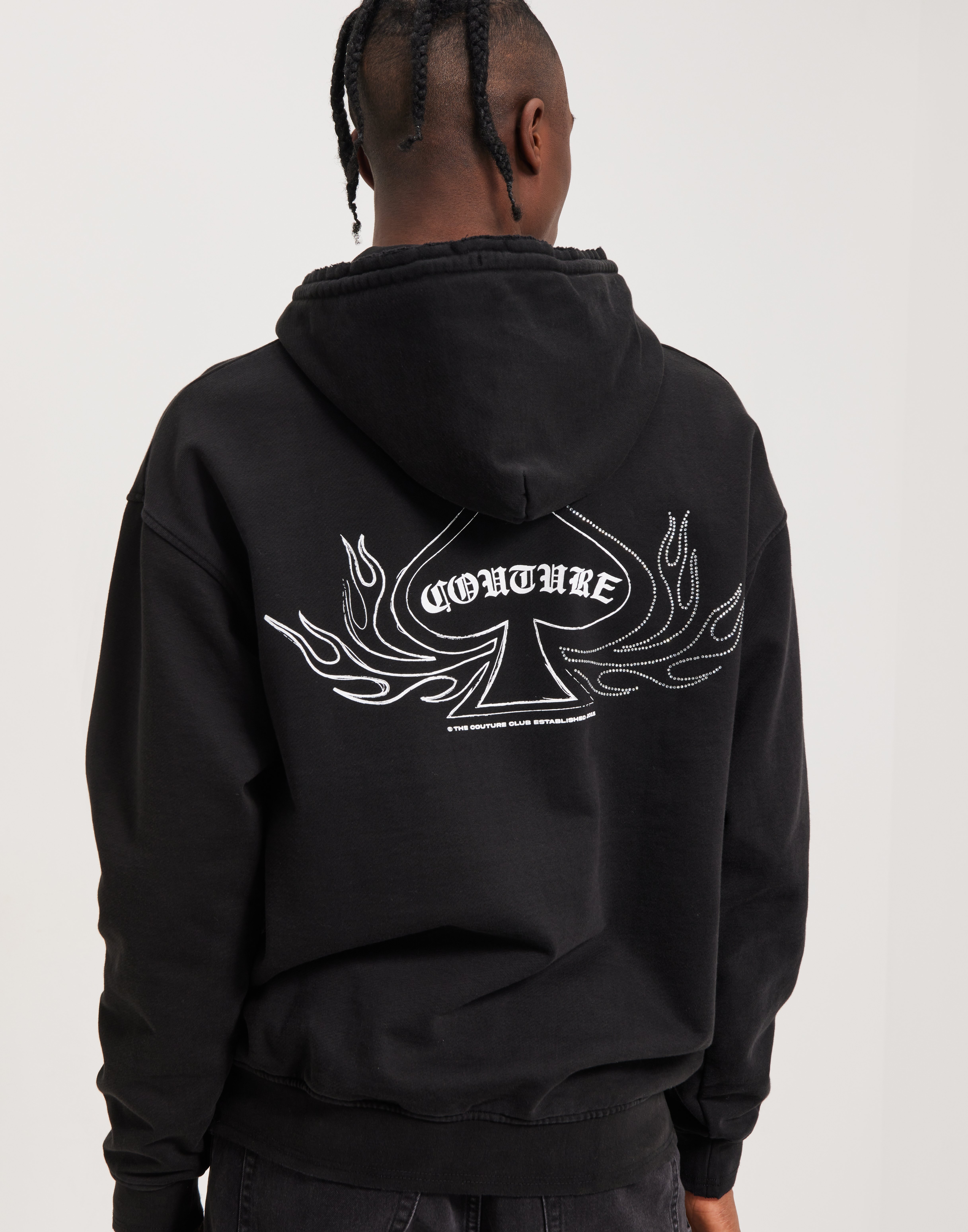 Buy The Couture Club DISTORTED SMILE HOODIE Washed Black NLYMAN