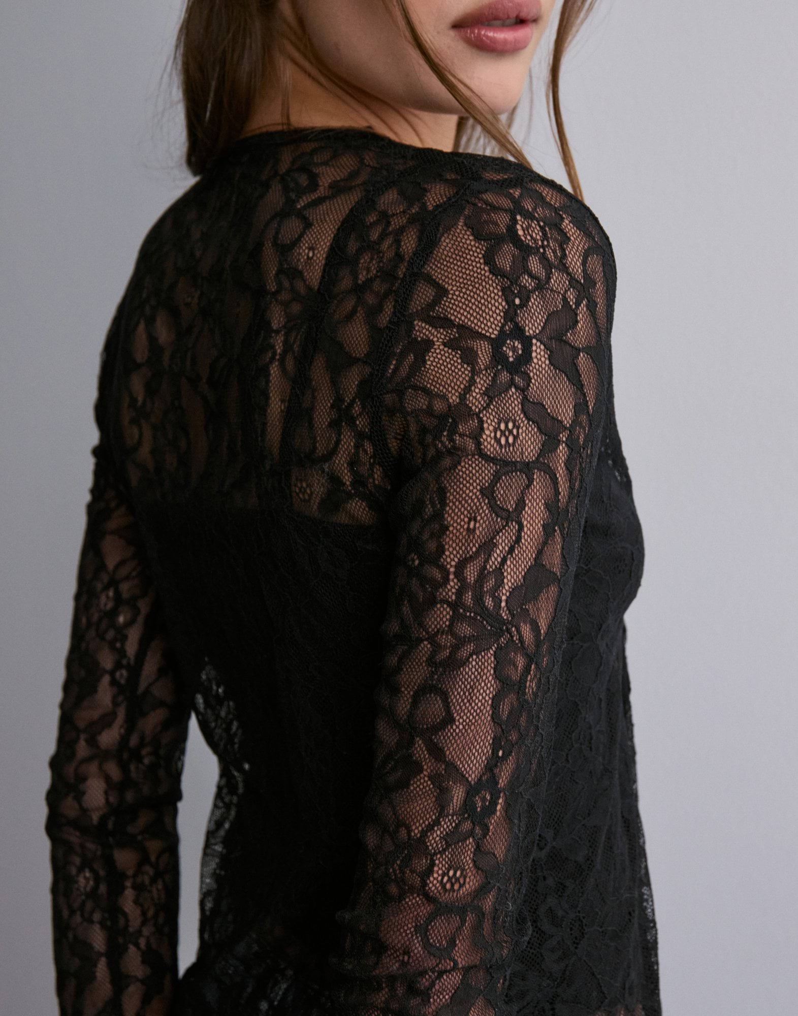 Celeste Lace Tie-Front Top in Black