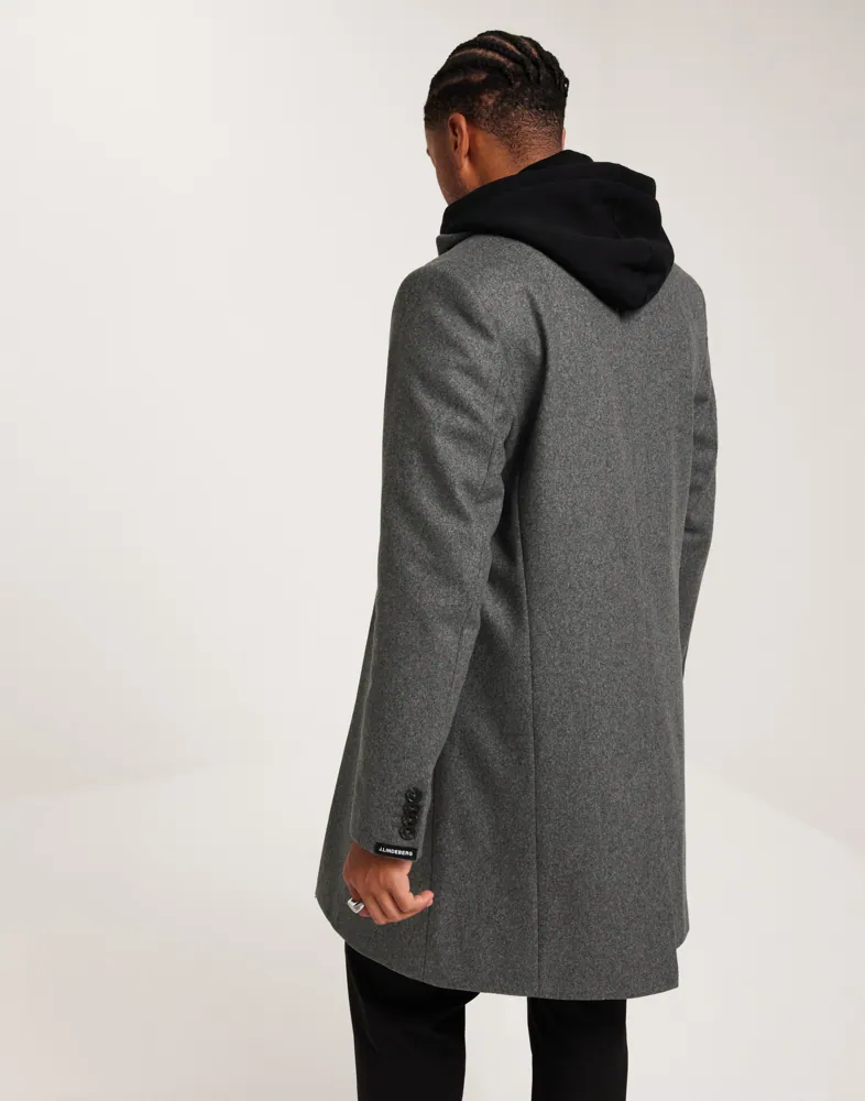 Buy J Lindeberg Holger Melton Coat Grey Melange NLYMAN