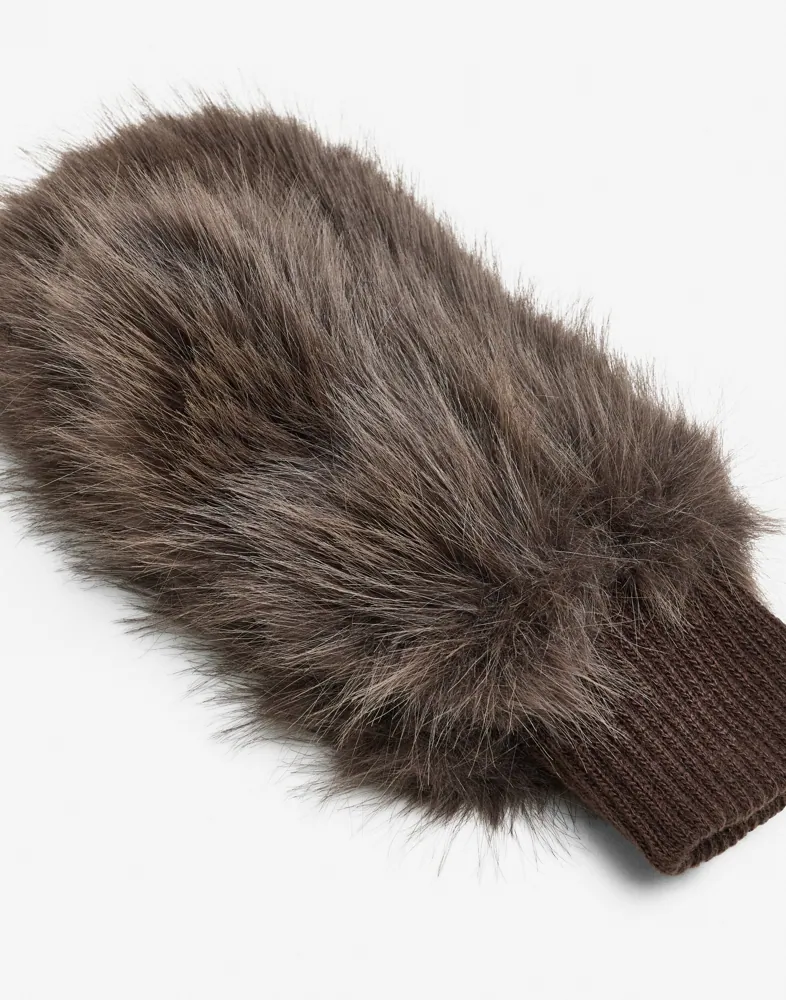 Nelly Faux Fur Mittens handskar & vantar dam – bild 2