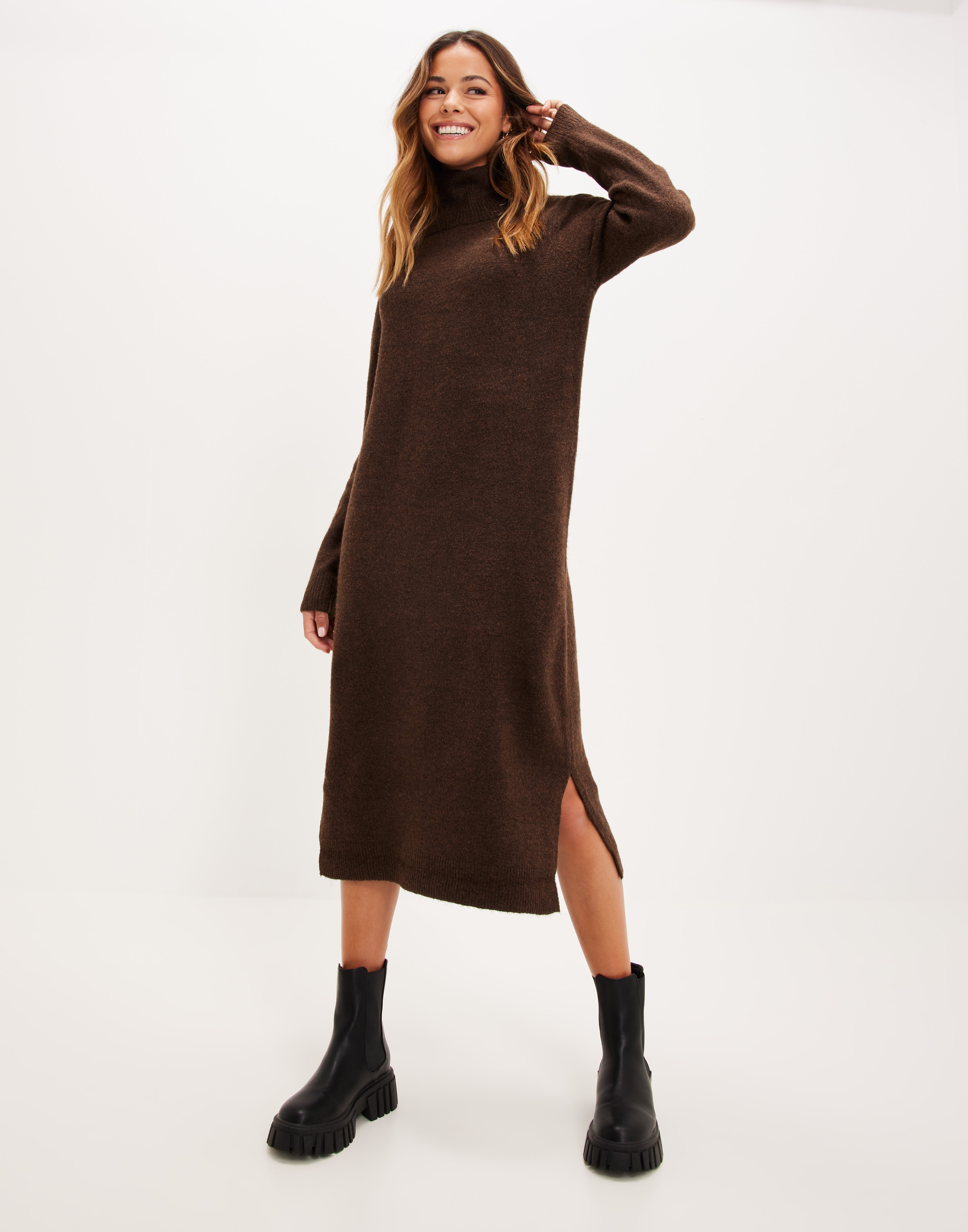 Juliana Ls Rollneck Knit Dress Whitecap Grey main image 0