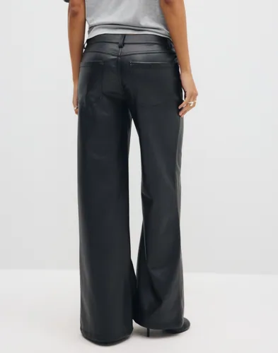 Loose Flare PU Pants