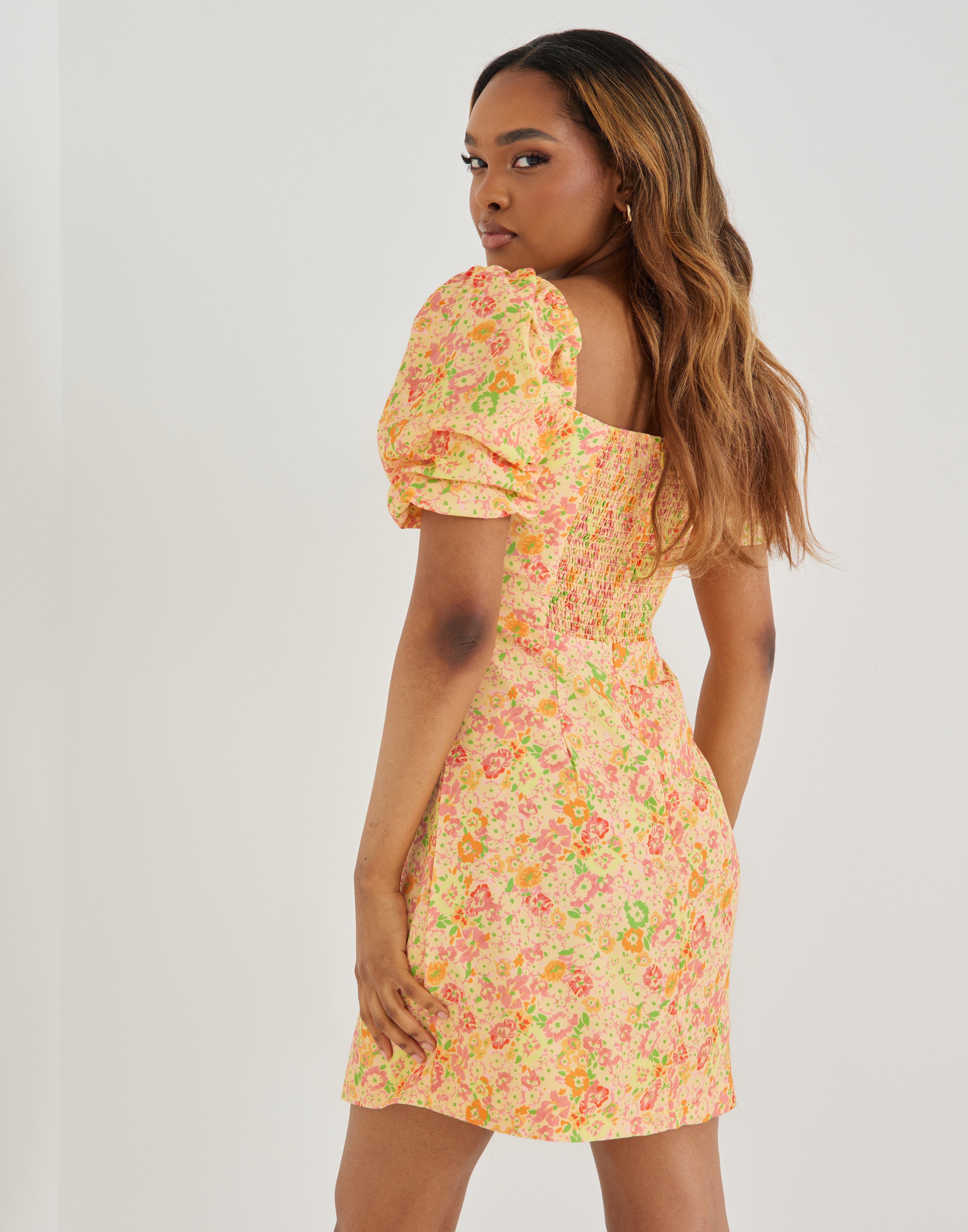 Buy Glamorous Nelly x Glamorous Puff Sleeve Dress Floral
