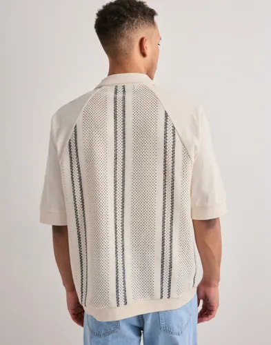 Ciszere Bran Crochet Contrast Shirt Kortärmade skjortor herr – bild 2
