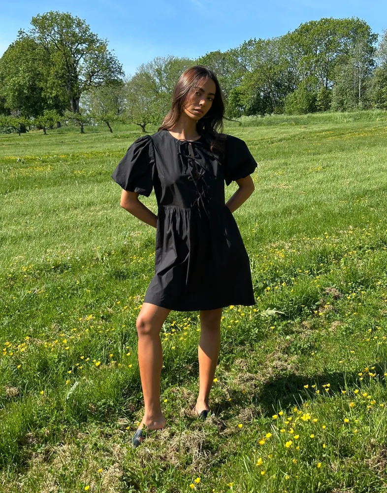 what colour tights to wear with a black dress Scarly Puffy Sleeves Short Dress  Nina Ari's Boutique
