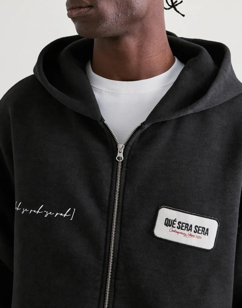 Que Sera Sera Vince Washed Zip-Hoodie Hoodies med dragkedja herr – bild 3