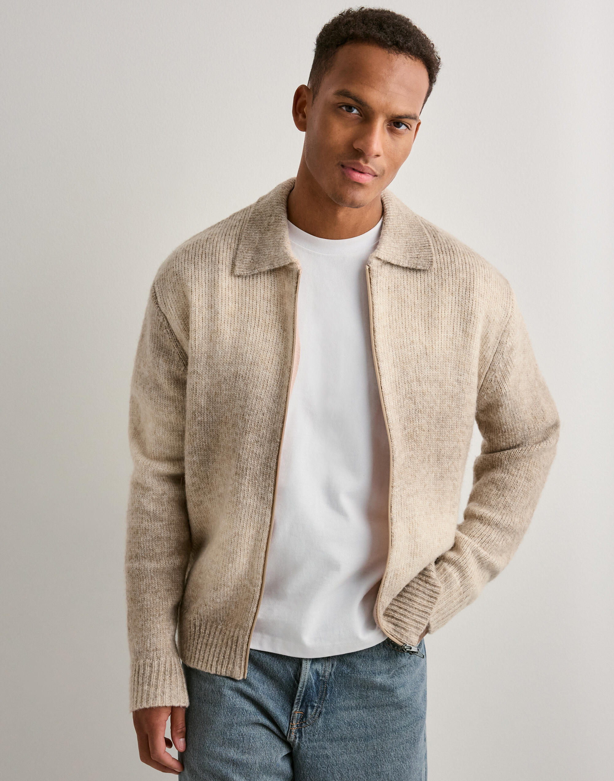 Buy Les Deux Gannon Gradient Zipper Cardigan - Sand | NLYMAN