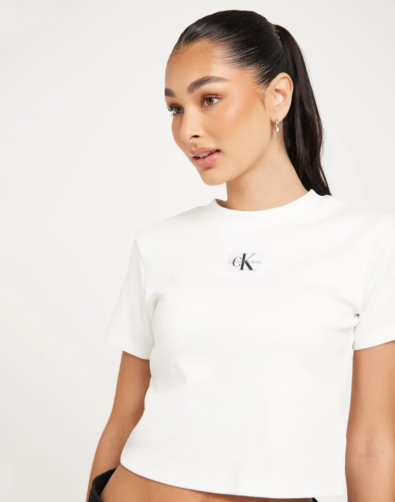 Buy Calvin Klein Jeans BADGE RIB SHORT SLEEVE TEE Bright White