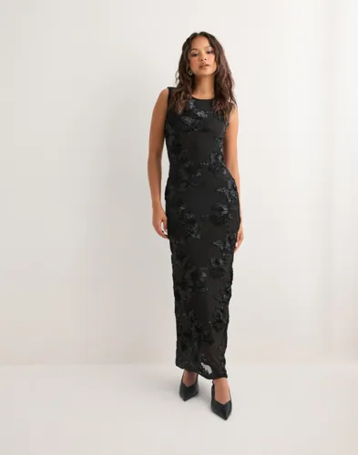 Neo Noir - Sort - Tiranna Big Flower Mesh Dress