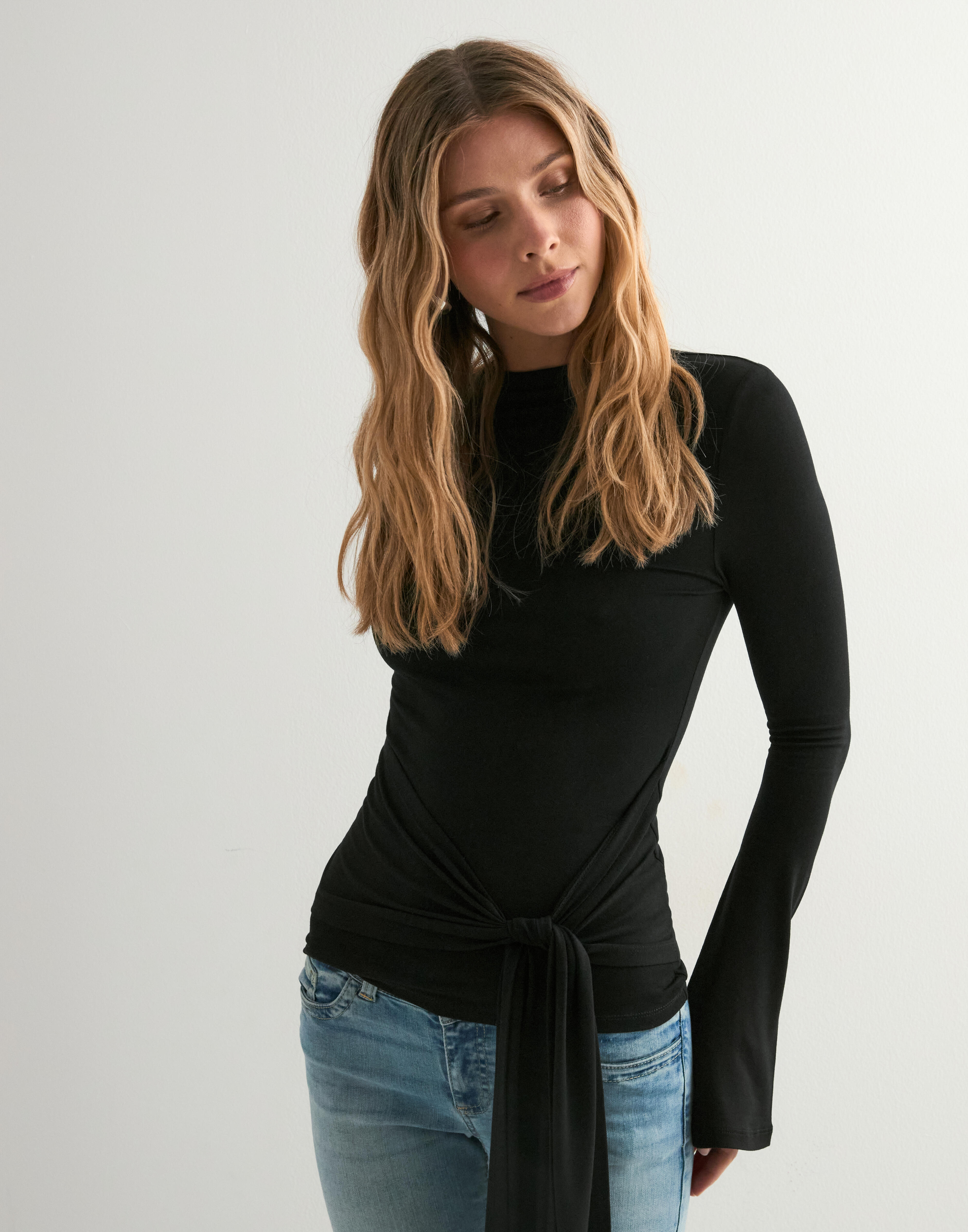 theredthread S loop drape tops 黒 THEREDTHREAD / ザレッドスレッド】S bicolor layered tops