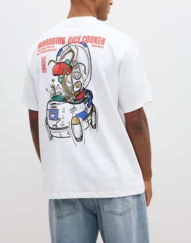 Woodbird Wbbaine Cook Tee T-shirts med tryck Vit