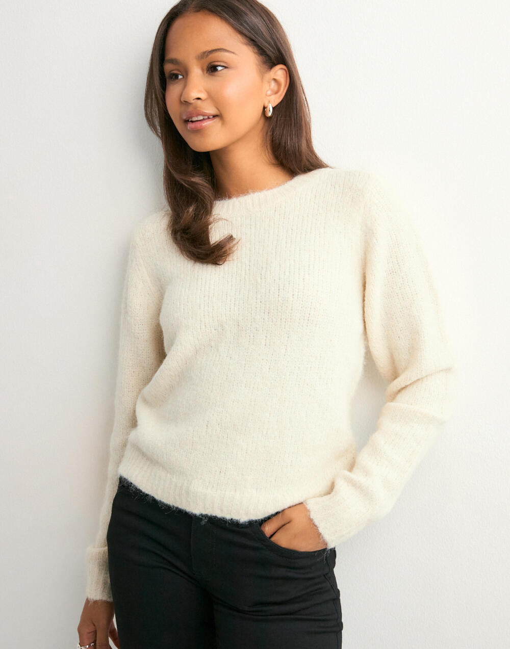 Vero Moda VMPLENTY LS O-NECK GA BOO - Jersey de punto - birch/beige
