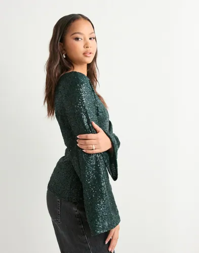 Nelly Glitter Volume Sleeve Top toppar dam – bild 3