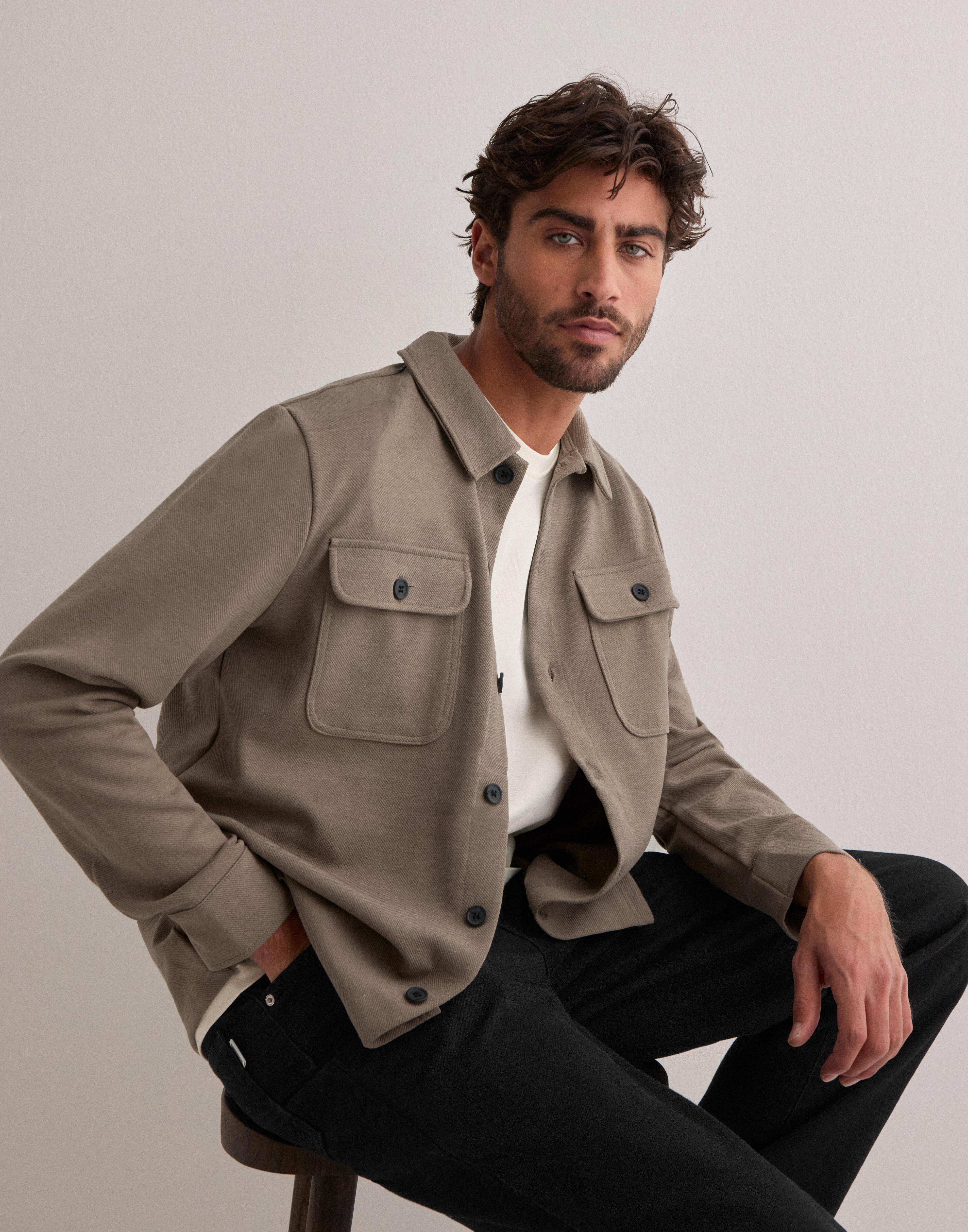 Only & Sons Onsnewkodyl Overshirt Sweat Noos Blå skjortor Beige