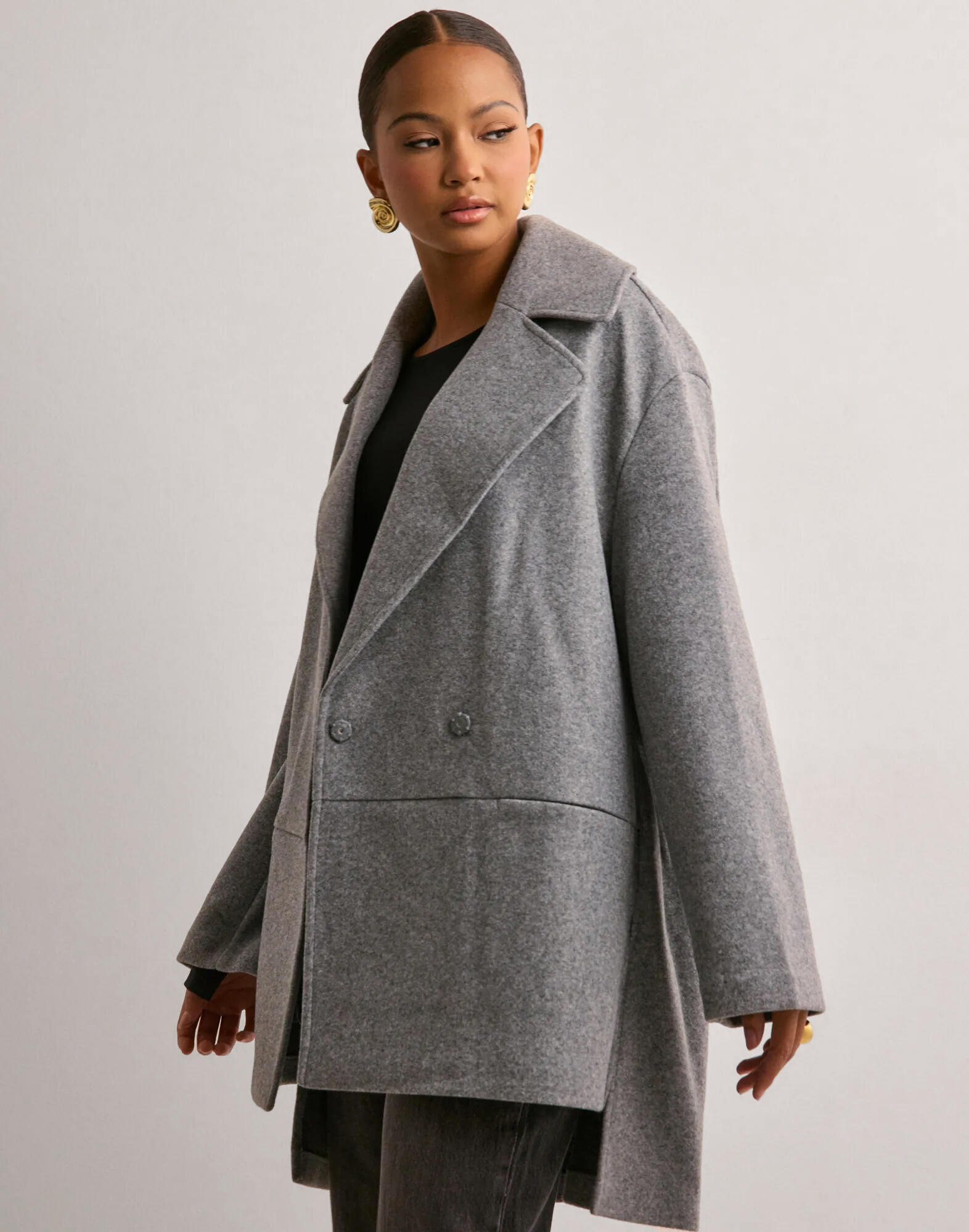 Buy Only ONLNANCY LIFE LOOSE COAT CS OTW - Medium Grey Melange
