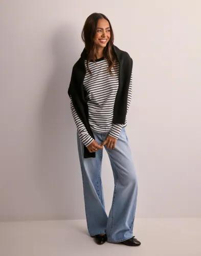 Selected Femme - Sort - Slfessential Ls Striped O-Neck Tee