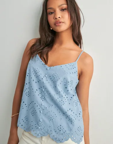 Pieces - Blå - Pcvilde Strap Top Wvn Noos