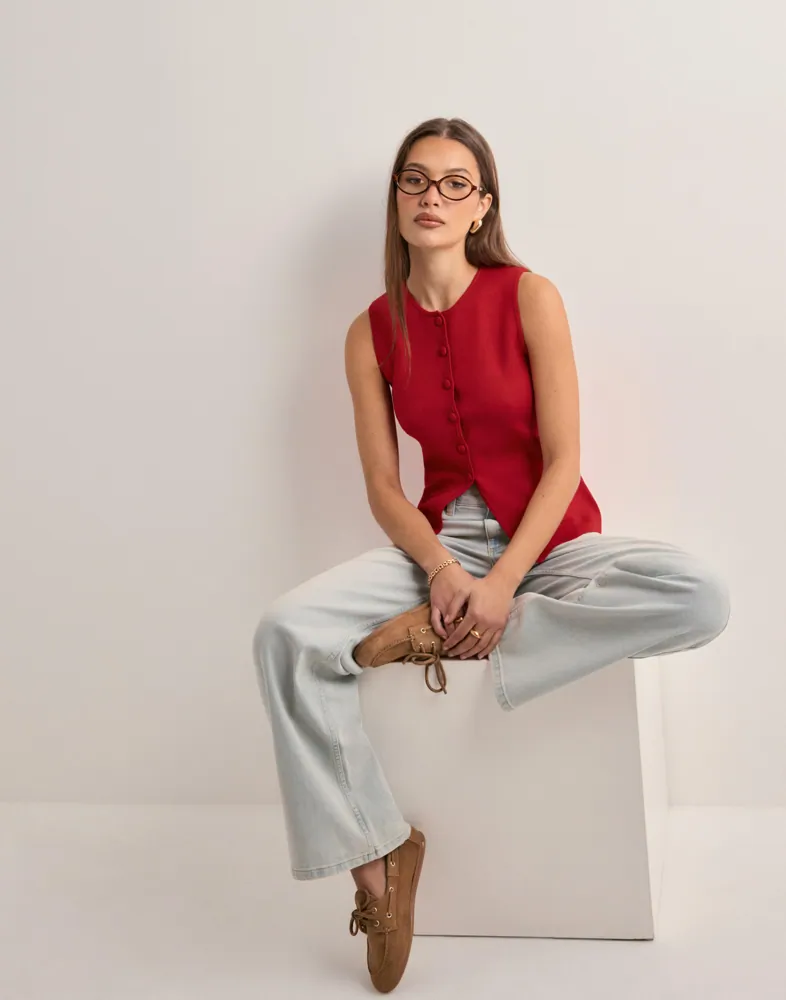 Yarn Knitted Vest Gina Tricot Knitted Button Vest