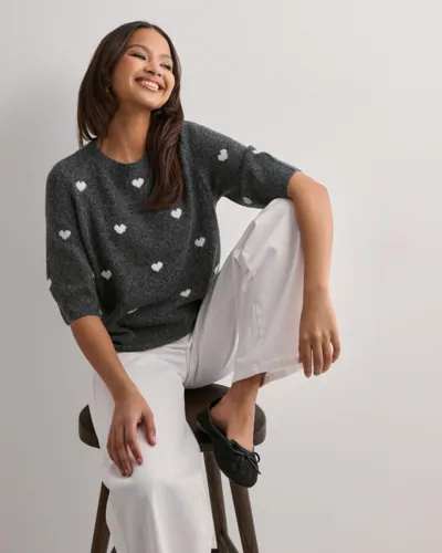 Vero Moda - Grå - Vmdoffy Intarsia 2/4 O-Nk Pullov Ga