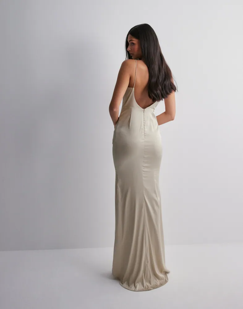 Buy Nelly Flattering Satin Dress - Champagne