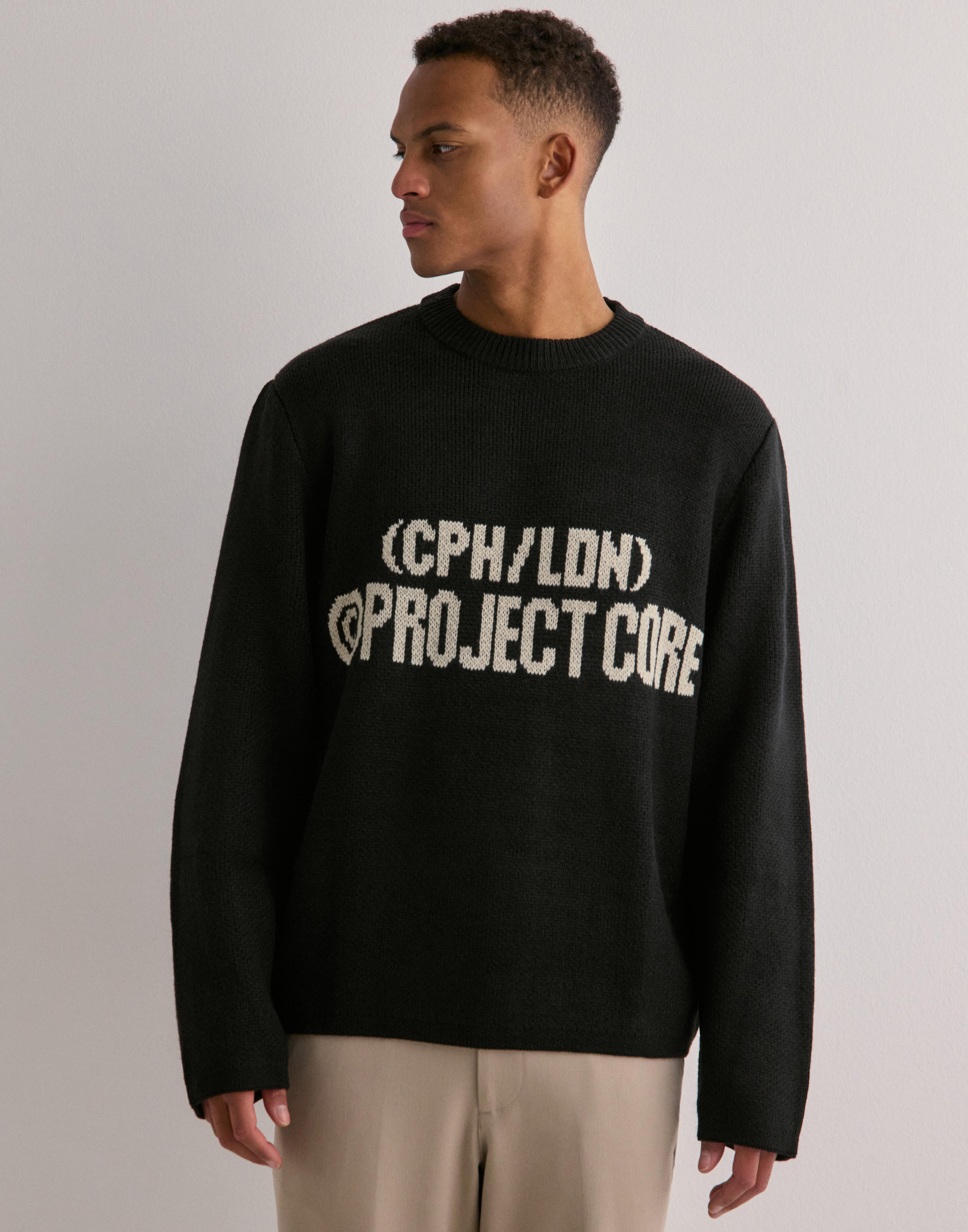 Buy Jack & Jones JCOJAKE KNIT CREW NECK - Black Jacquard