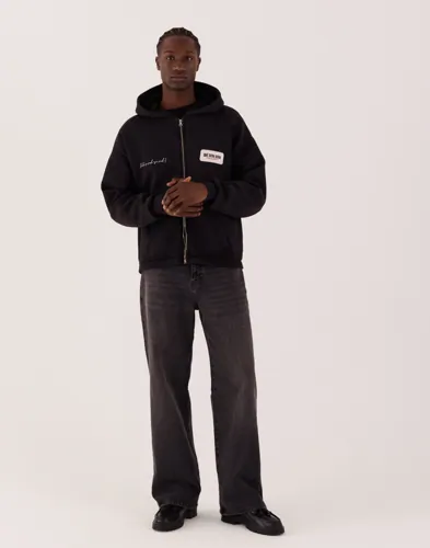 Que Sera Sera Vince Washed Zip-Hoodie Hoodies med dragkedja Svart