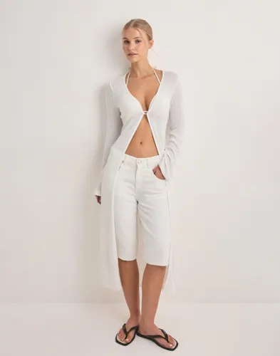 Nelly - Hvid - Effortless Rib Long Cardigan