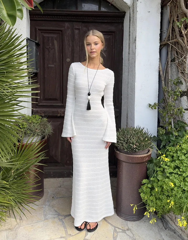 fitted lace wedding dress Zenzi Long Sleeve Crochet Mini Dress main image 0