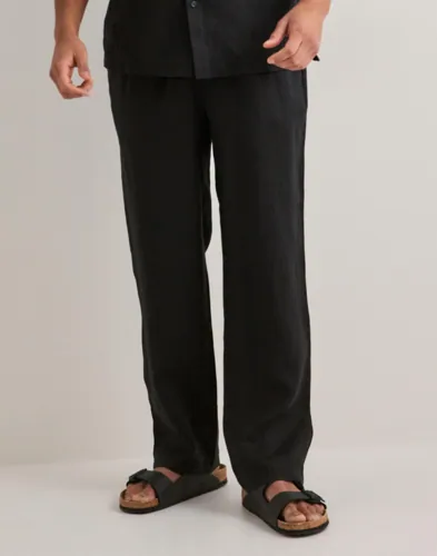 Que Sera Sera Louis Reg Linen Pants Linnebyxor Svart
