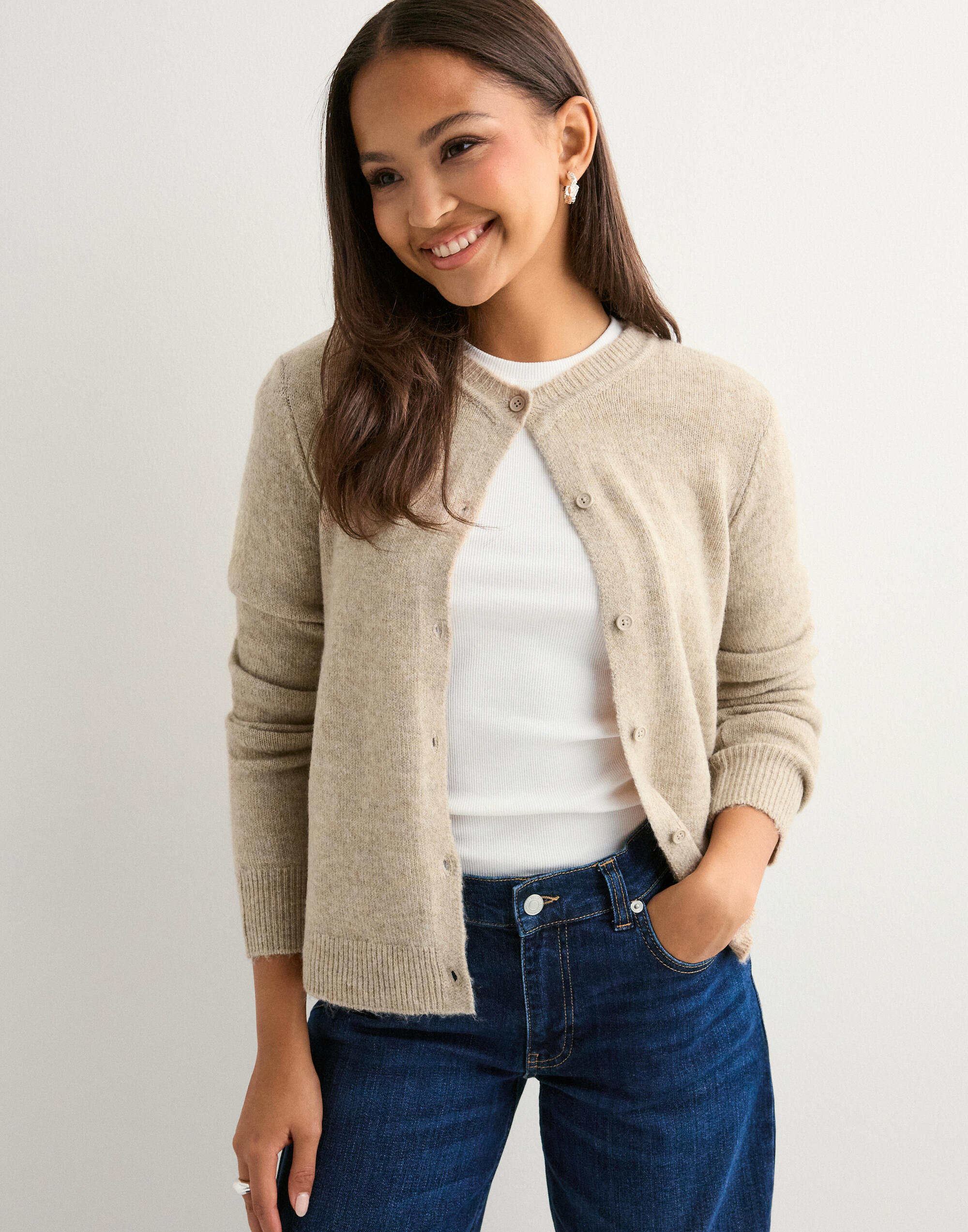 Pcmalou Ls Knit Cardigan Sky Captain Detail Melange