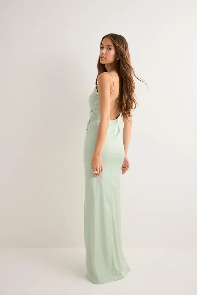 green long sleeve lace dress Stylish Long Sleeves Dark Green Evening Maxi Dress main image 0