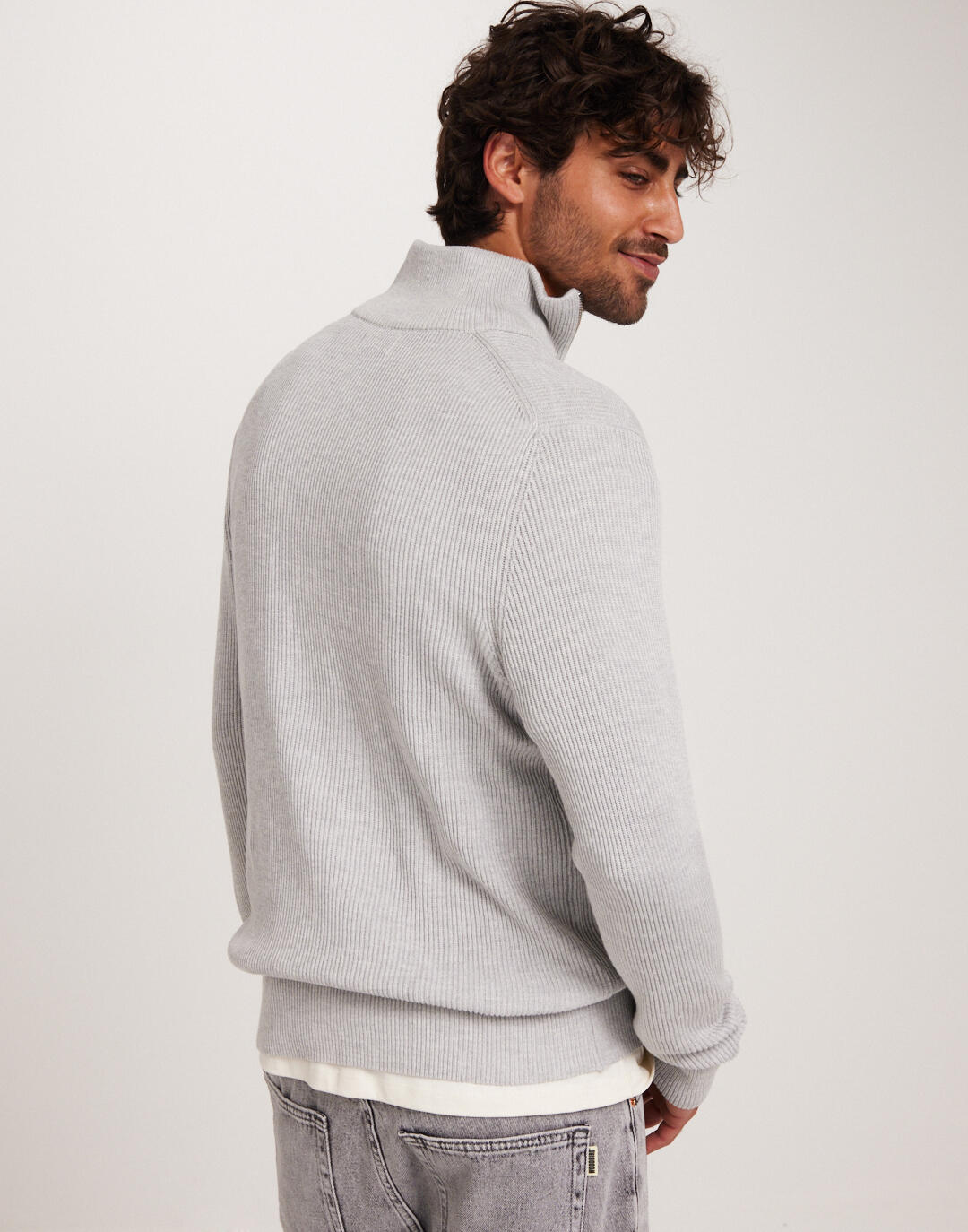 Buy Jack & Jones JJEPERFECT KNIT HALF ZIP SN - Light Grey