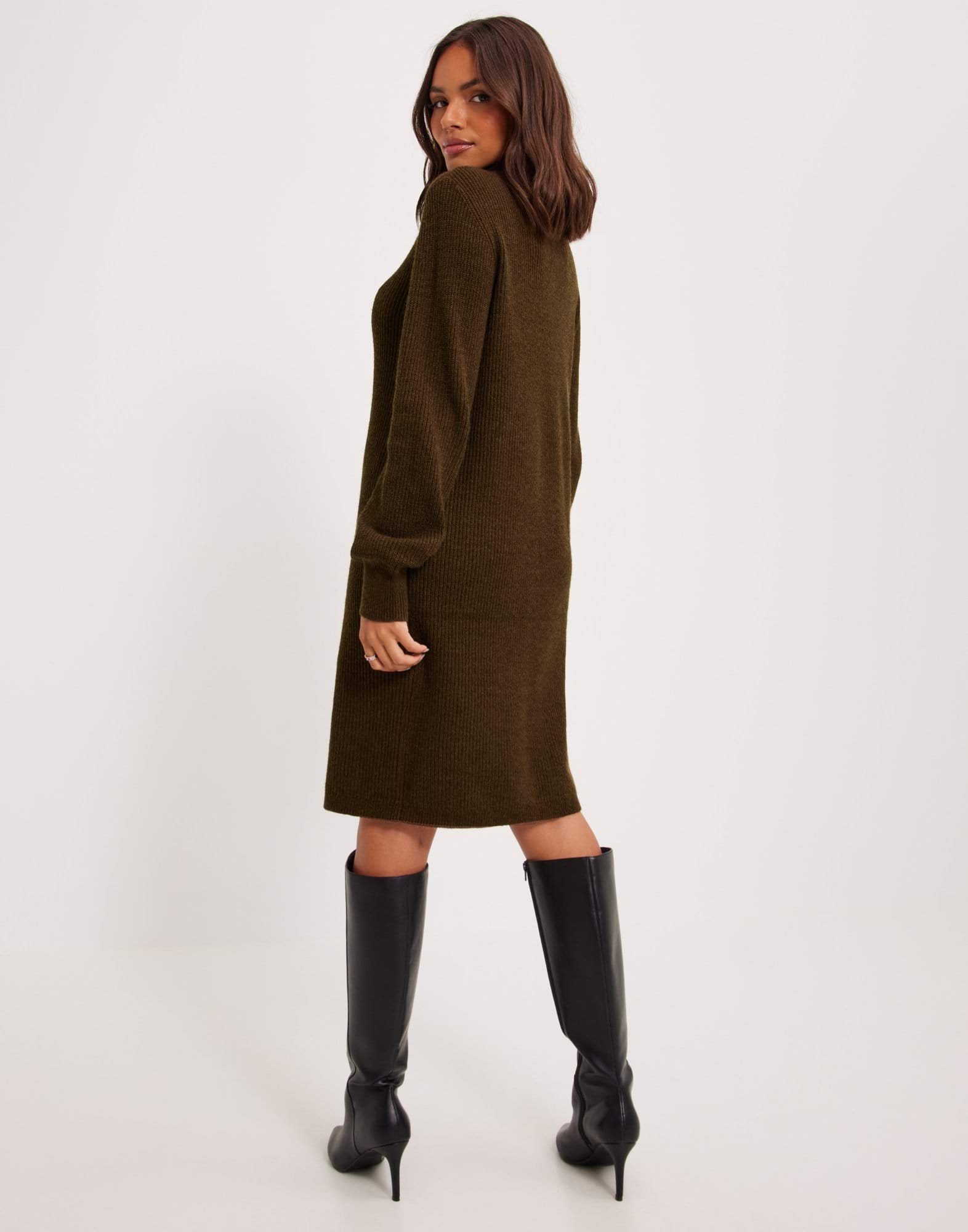 Nonsia Rib L S Rollneck Dress Dark Grey Melange main image 1