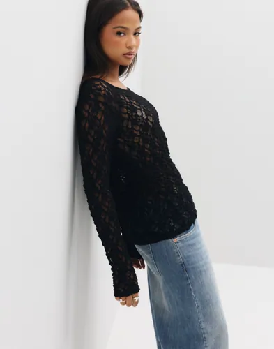 PIECES Pchazel Ls Lace Top Jrs Noos Bc toppar dam – bild 3