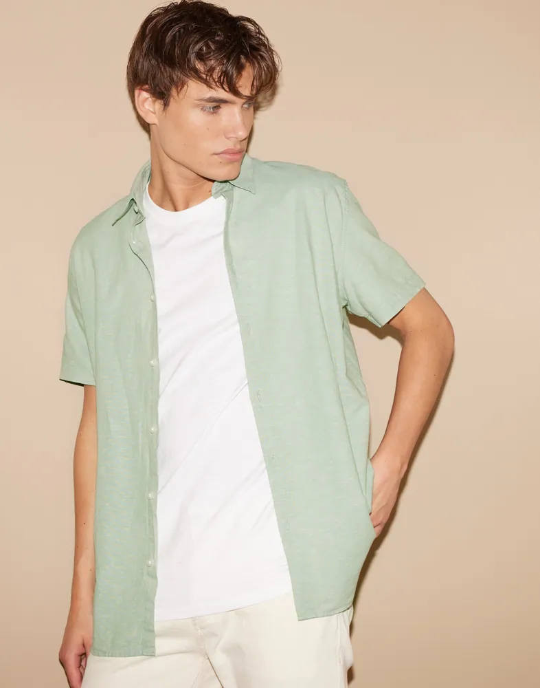 SLHREGNEW-LINEN SHIRT SS CLASSIC