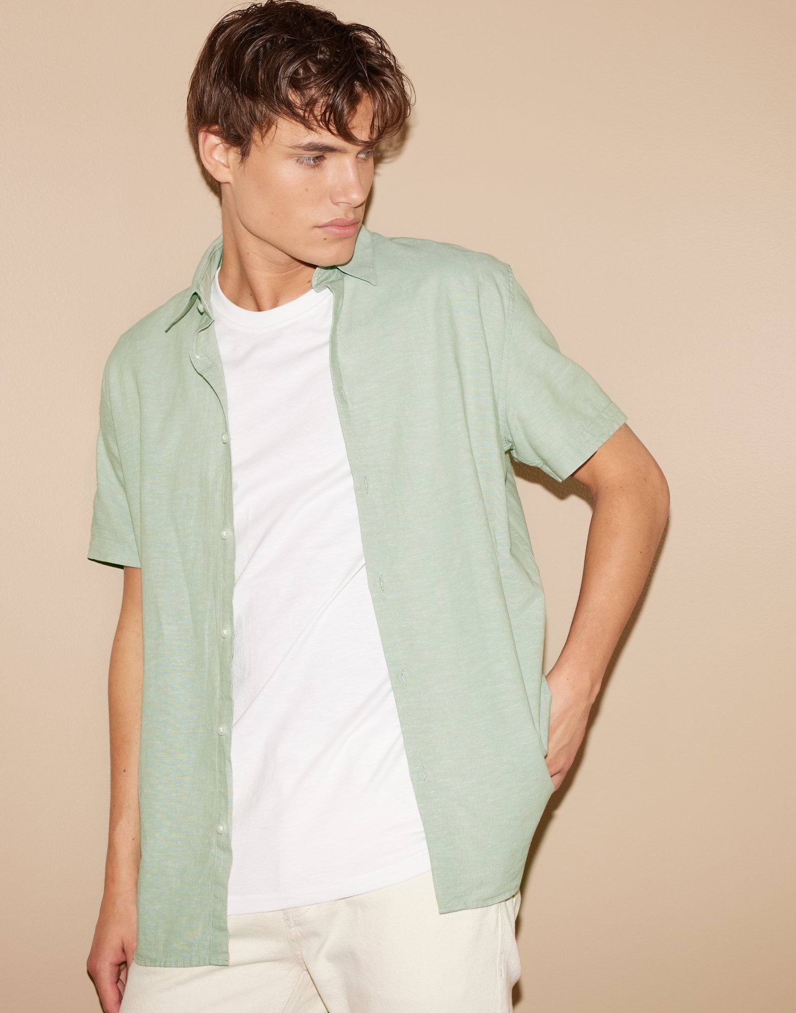 SLHREGNEW-LINEN SHIRT SS CLASSIC