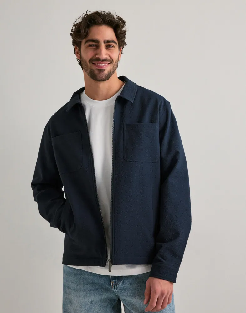LES DEUX Marseille Seersucker Zipper Ja Overshirts jackor herr – bild 2