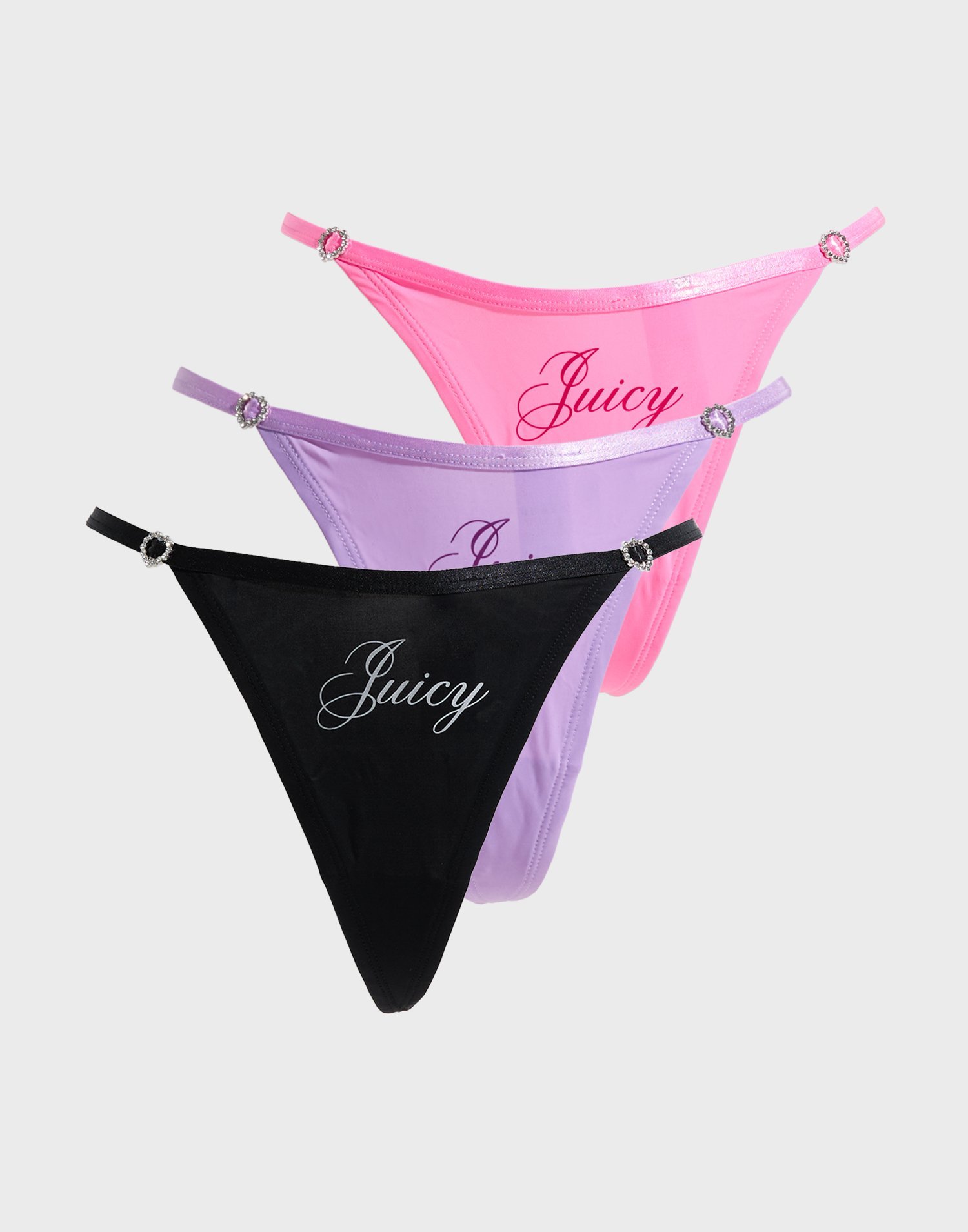 Buy Juicy Couture MICROFIBER SCRIPT JUICY HEART T-BAR THONG MULTIPACK X3 -  Multicolour | Nelly.com