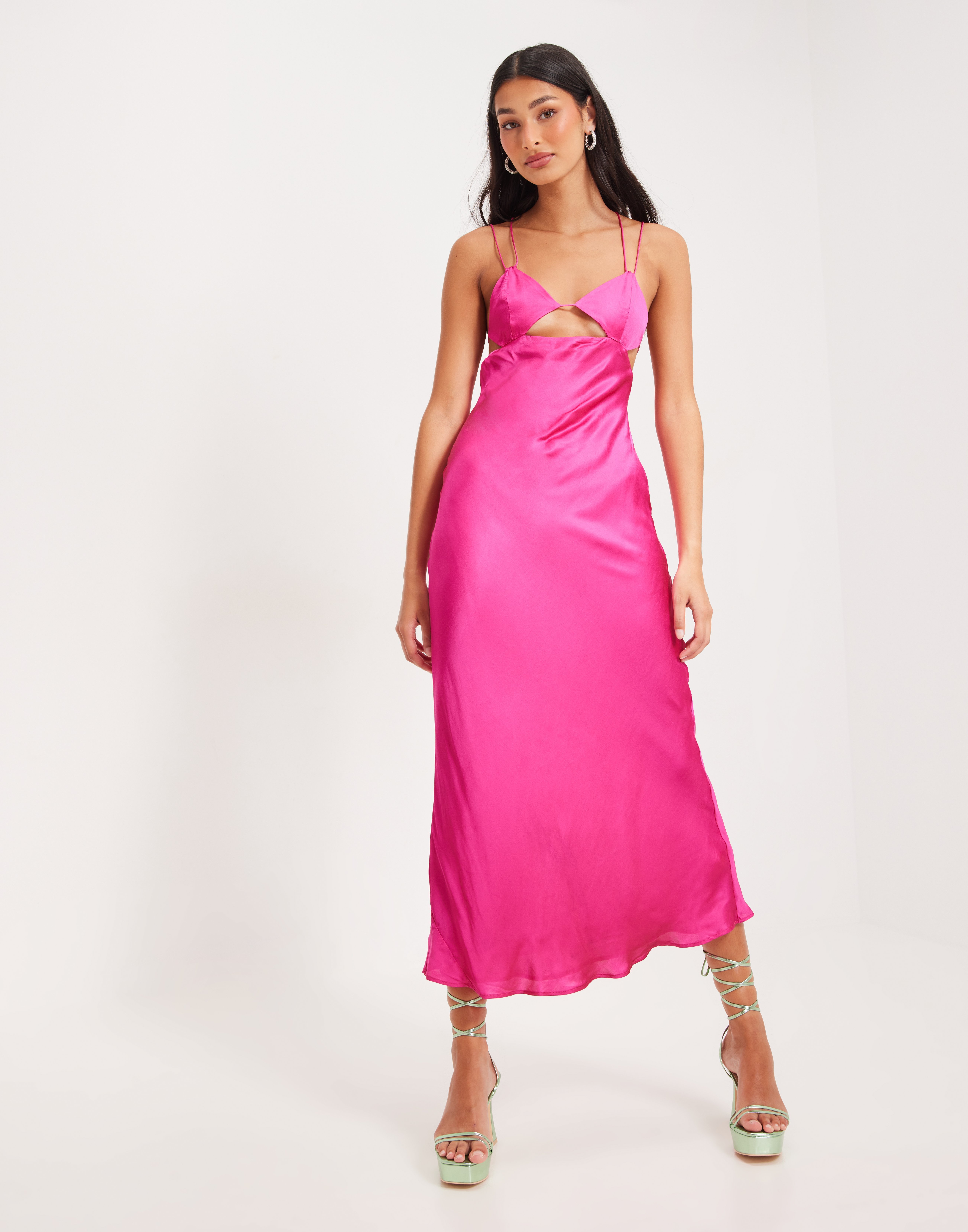 bardot lucia midi slip dress Bardot Lucia Midi Slip Dress in Hot Pink