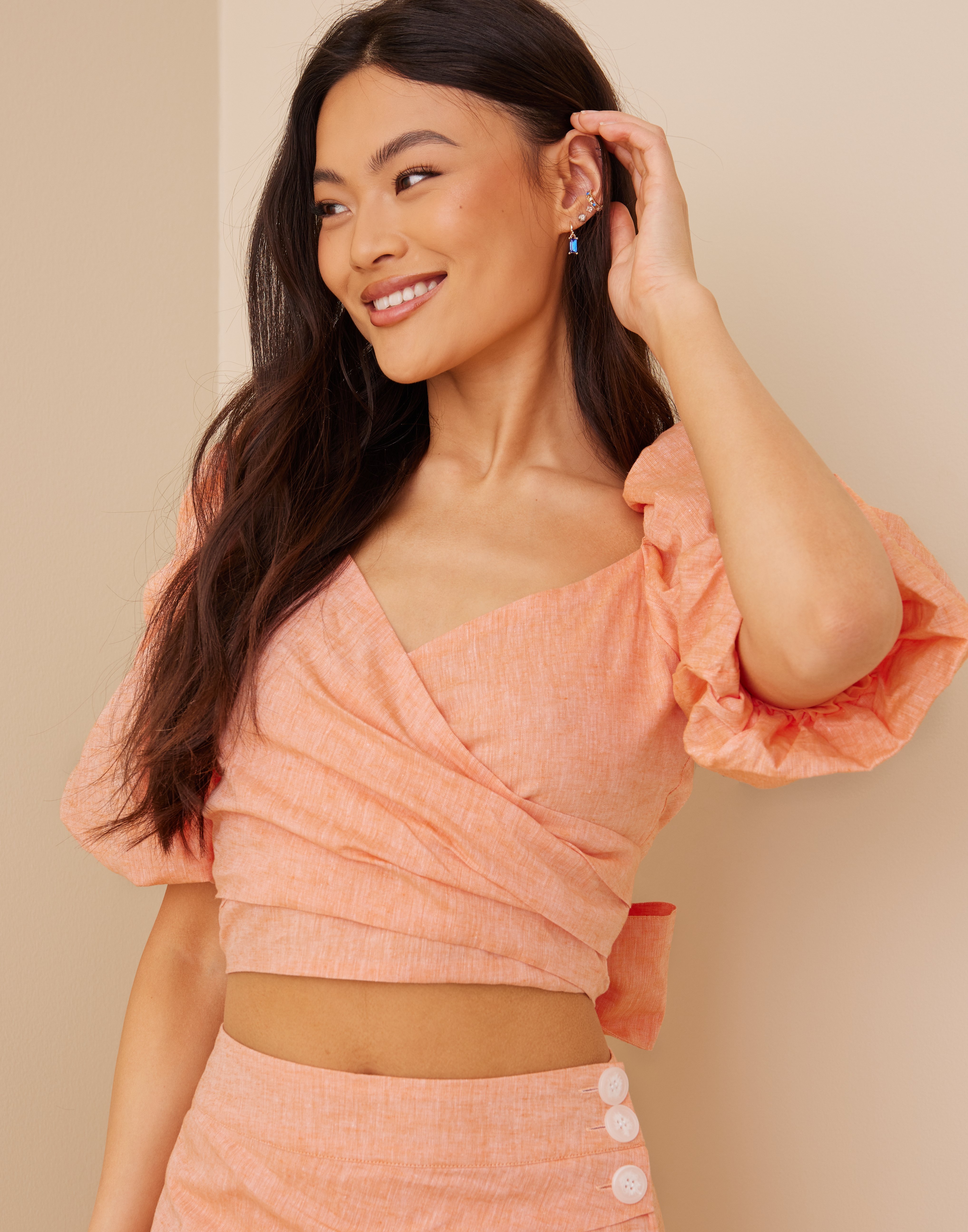 Buy Gina Tricot Hedda wrap top - Coral | Nelly.com